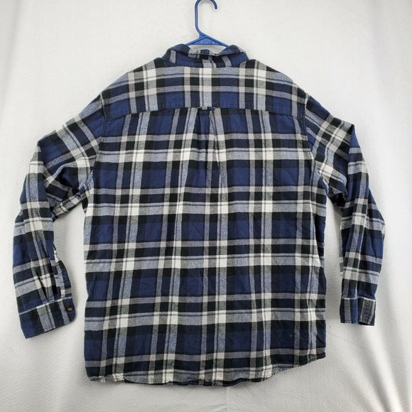 Chaps Shirt Men's Long Sleeve Flannel Button Up Collared Plaid Blue 2XL - Picture 8 of 12
